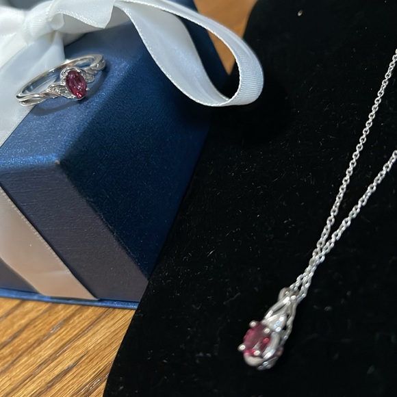 Ofiki Rubellite & Diamond Ring and Pendant Necklace - Picture 9 of 13